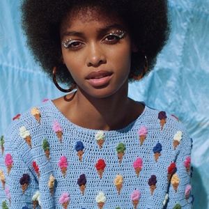 Zara Ice Cream 3d Knit Sweater Top 